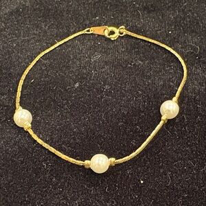 The Great China Wall Gold Bracelet with Pearls